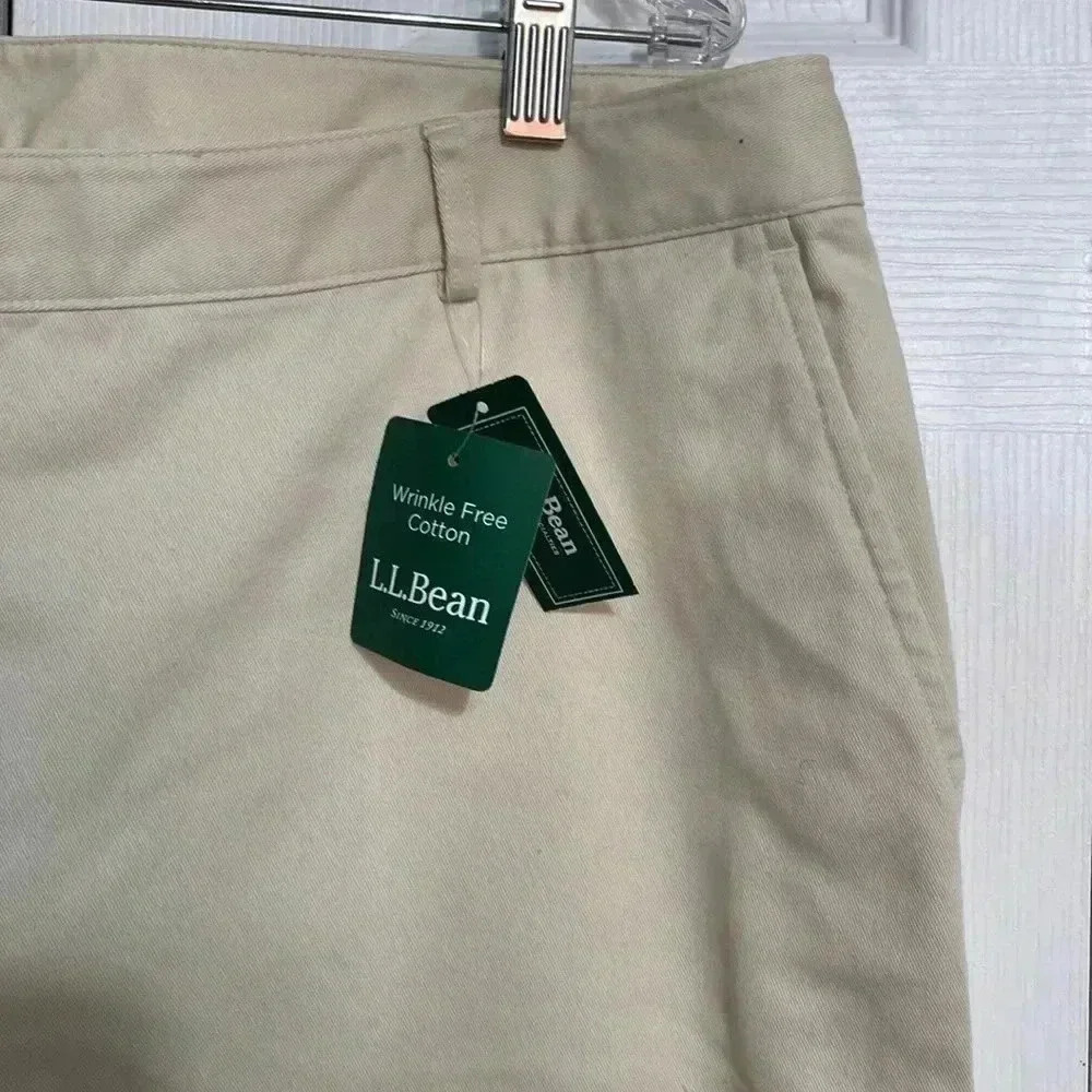 L.L. Bean NWT wrinkle free favorite fit cotton cream pants size 14P - Picture 3 of 6